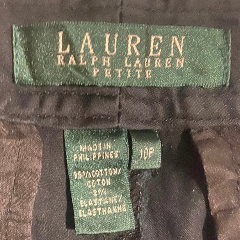 Ladies Ralph Lauren Black Cotton Cargo Trousers Size US 10 / UK 14
