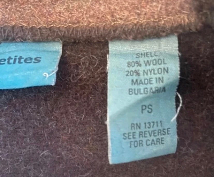 Ladies Marsh Landing (USA) Vintage Brown Plaid Check Wool Jacket Coat Unlined Size 12