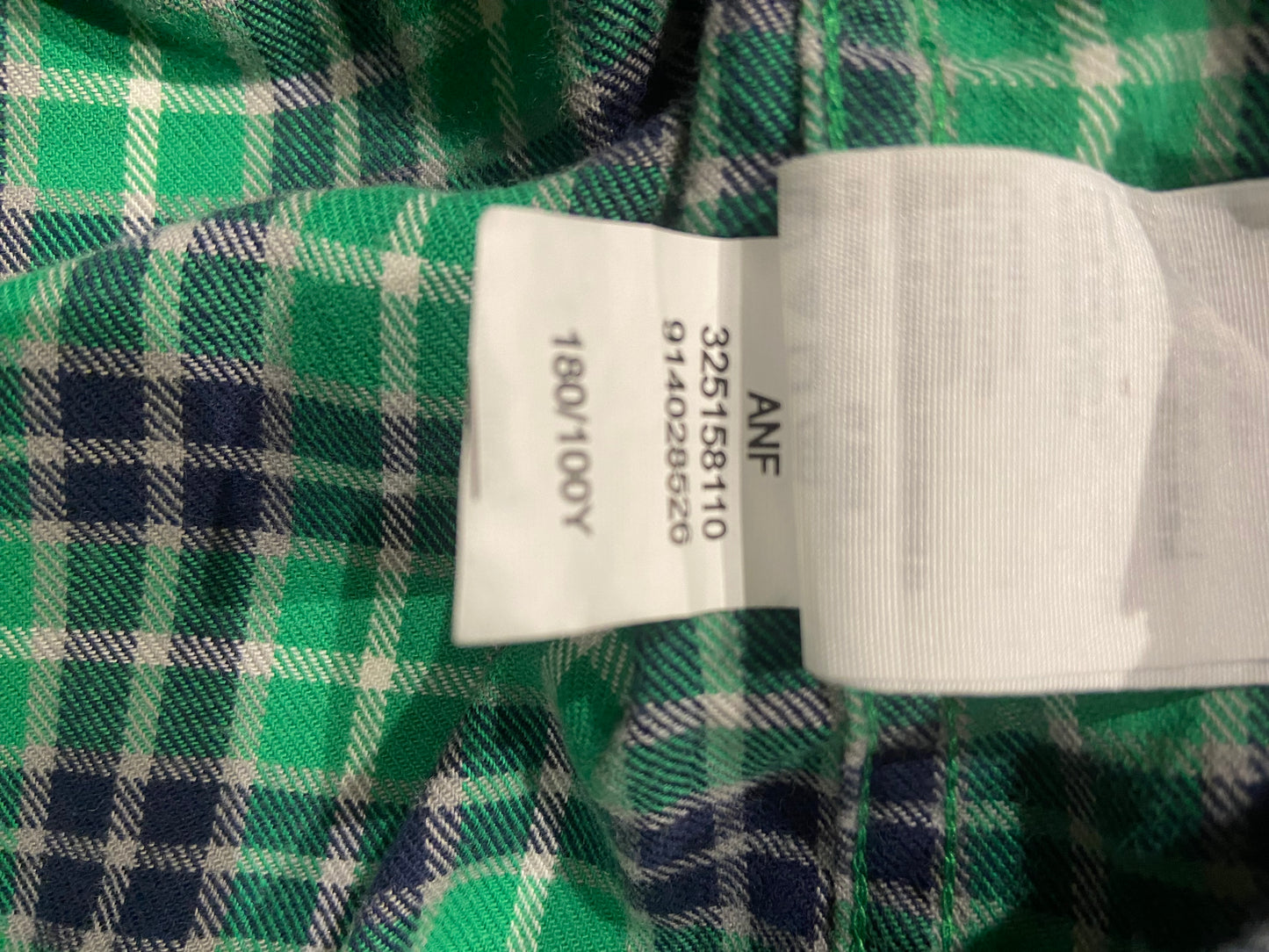 Men’s Hollister Green Checked Cotton Flannel Shirt Size M