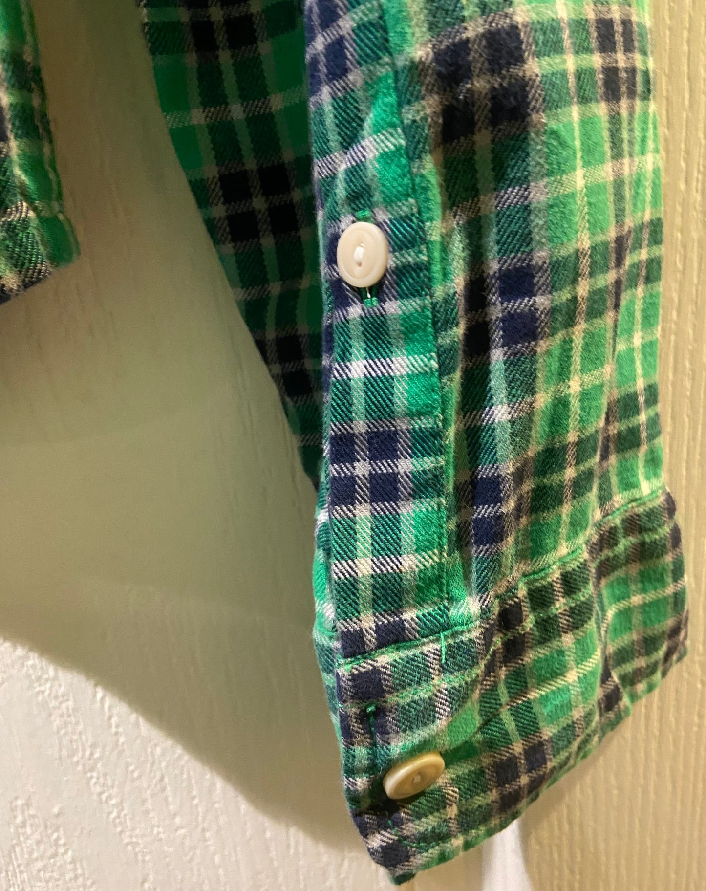 Men’s Hollister Green Checked Cotton Flannel Shirt Size M