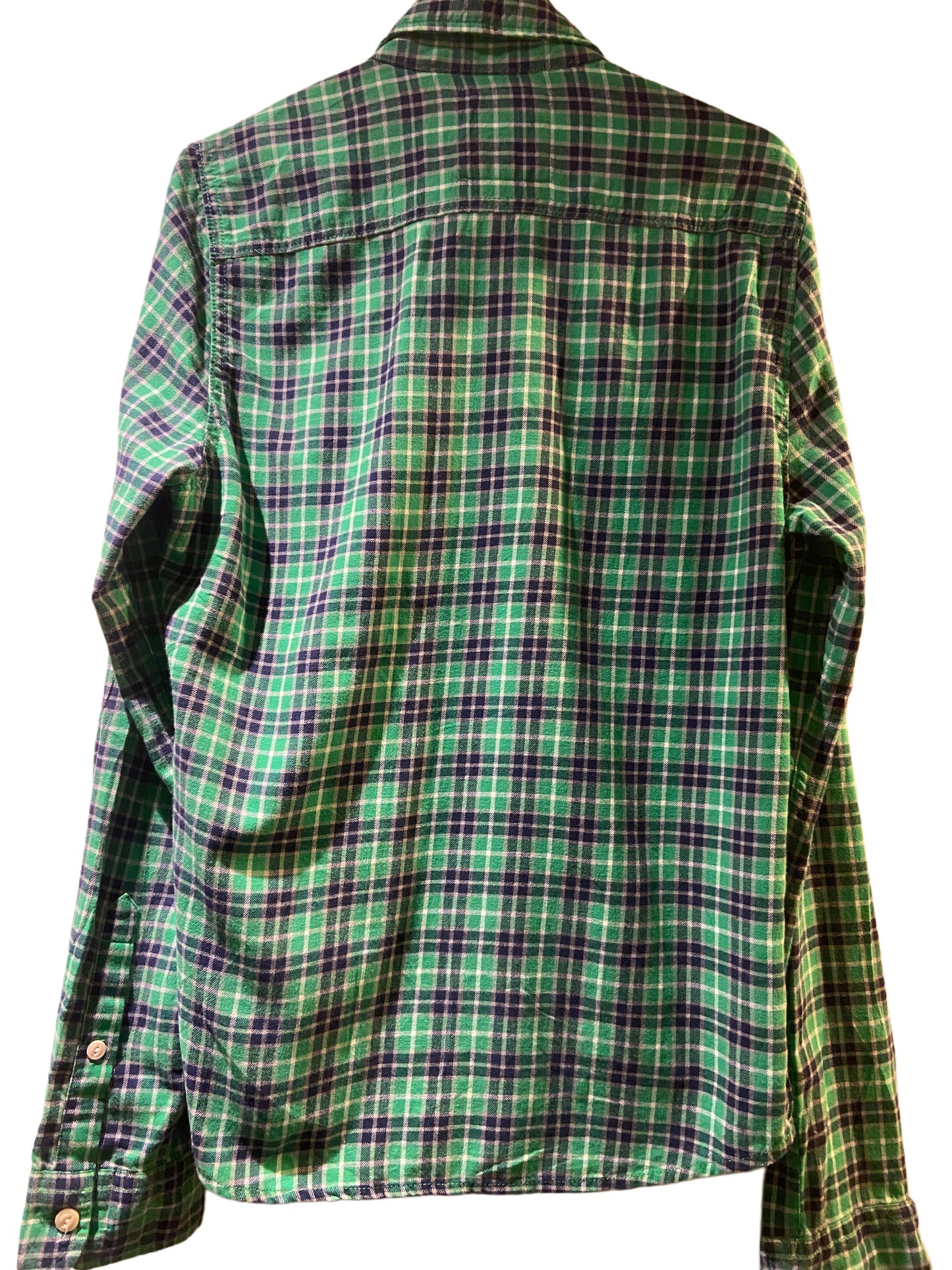 Men’s Hollister Green Checked Cotton Flannel Shirt Size M