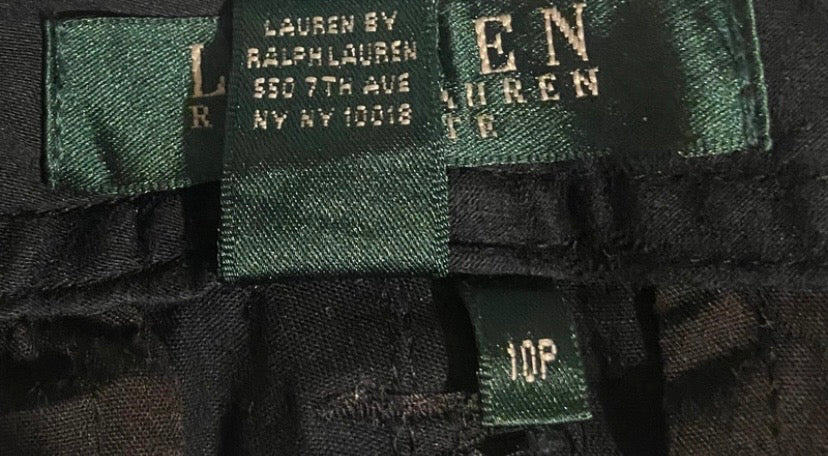 Ladies Ralph Lauren Black Cotton Cargo Trousers Size US 10 / UK 14