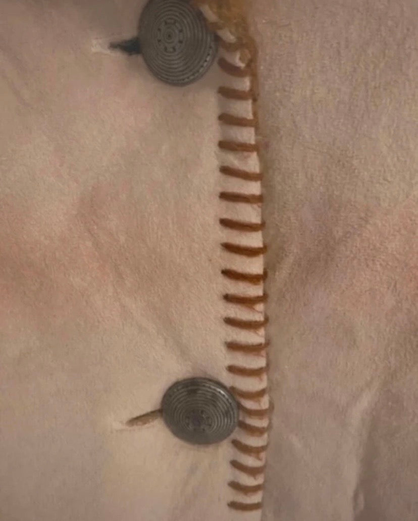 Ladies Vintage Coldwater Creek Beige South American Boho Faux Fur Jacket Size M 12