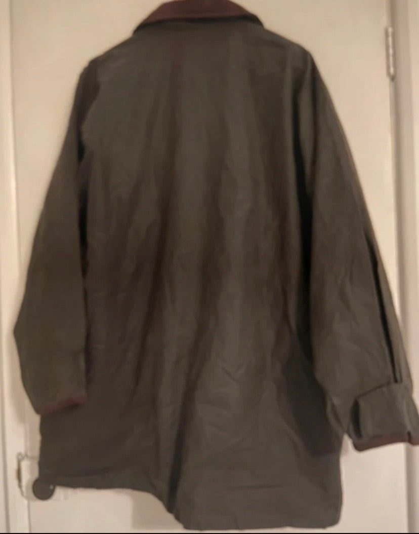 Cotton Wax Jacket Green, Vintage, English, 3XL (Vintage size is XL)