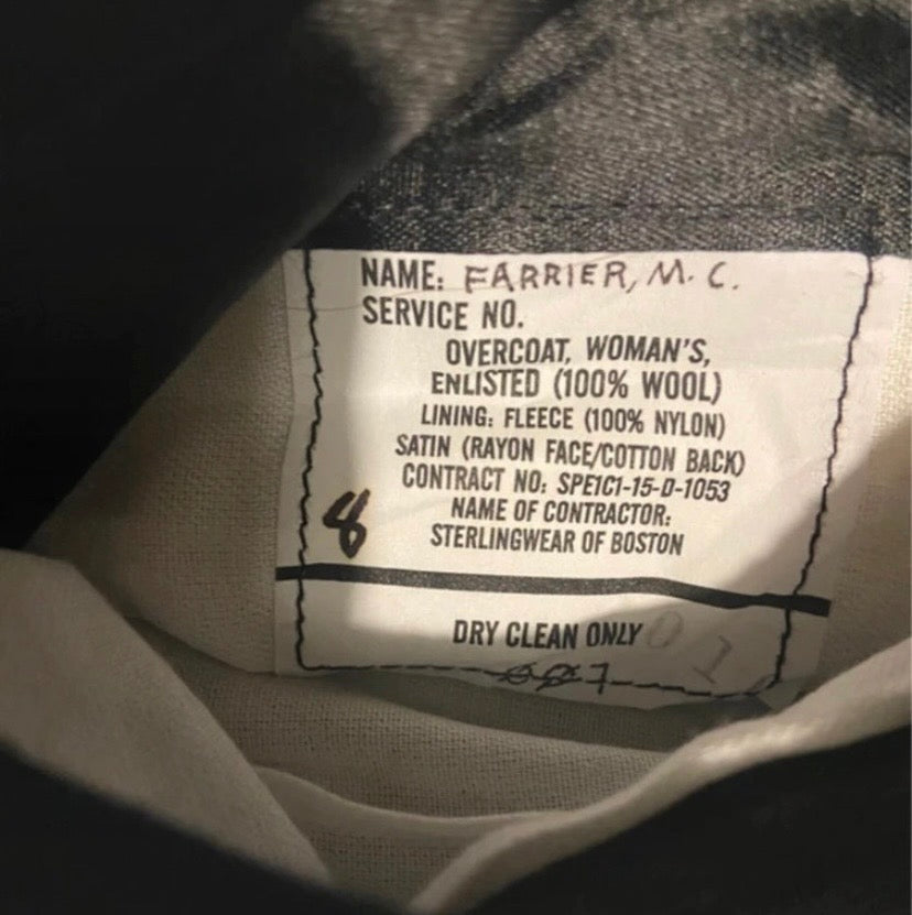 Ladies Ex US Navy Vintage Military Peacoat Overcoat Black Pure Wool Size 10