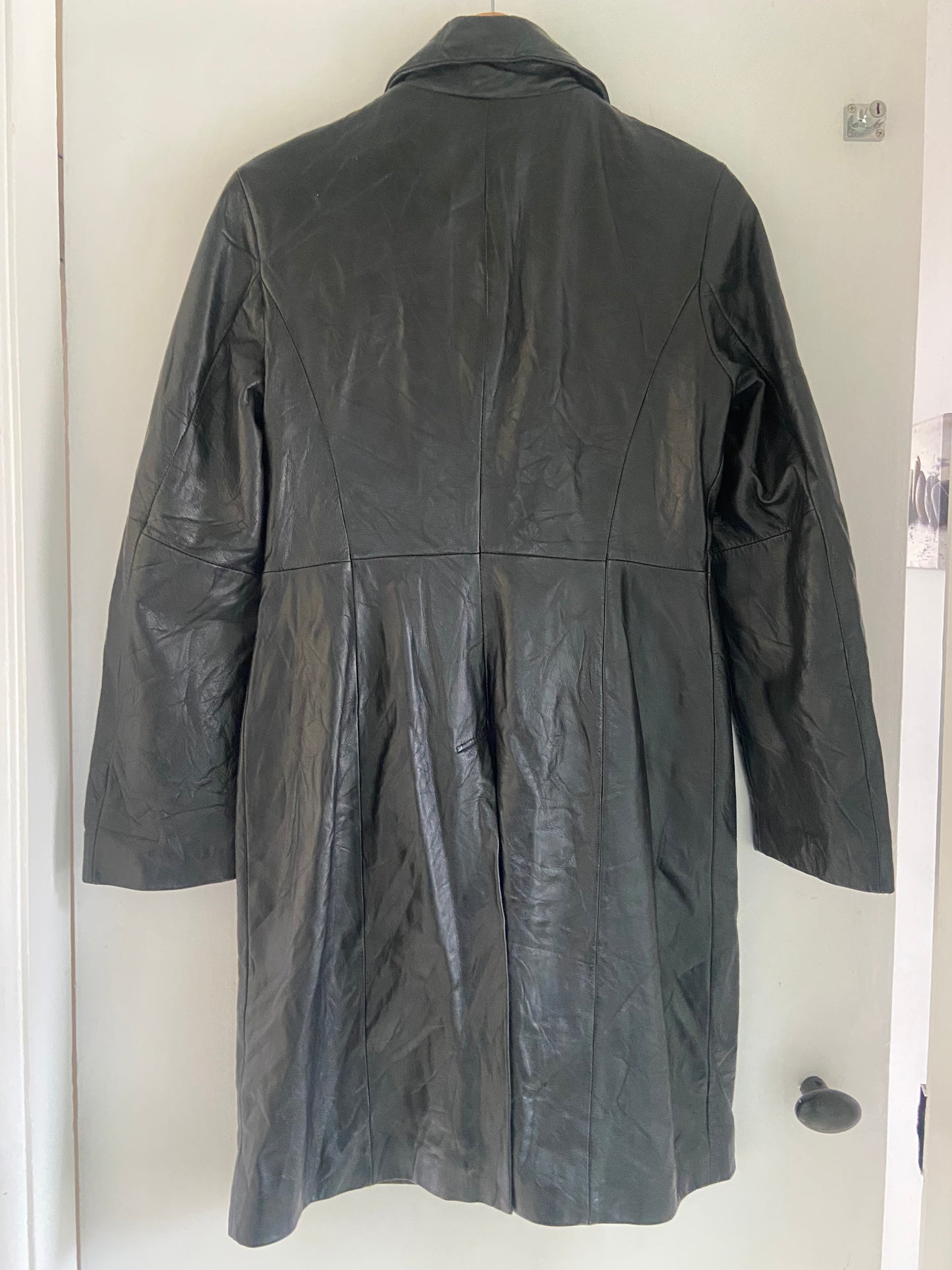 Ladies Soft Leather Vintage Black German Coat Size S /10
