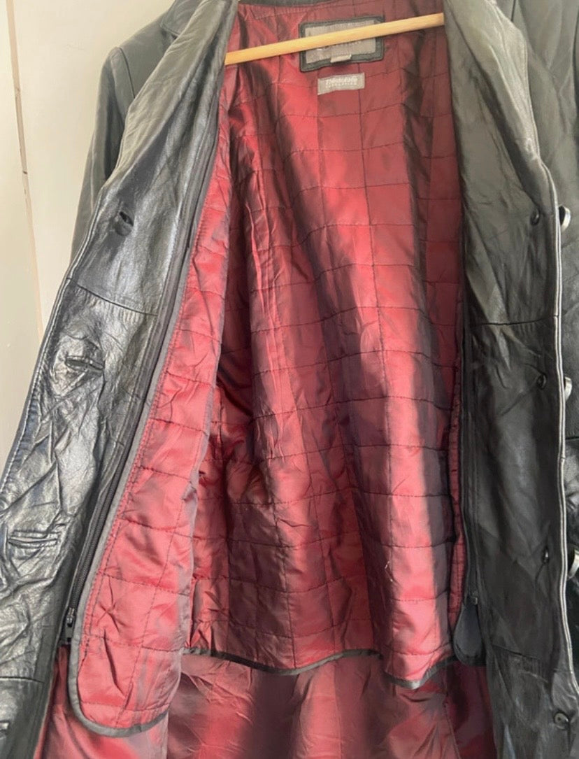 Ladies Wilsons Soft Leather Black Vintage Coat Detachable Quilted Lining Size 12