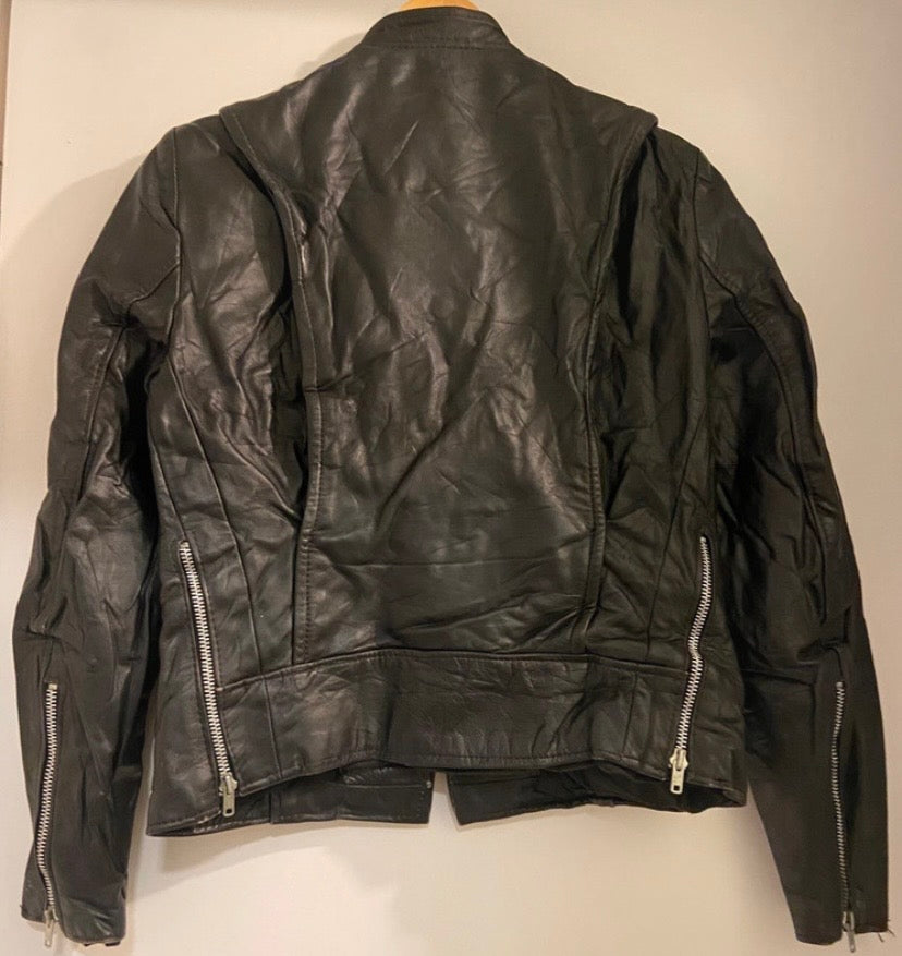 Ladies vintage black leather biker jacket  Brooks label size 12