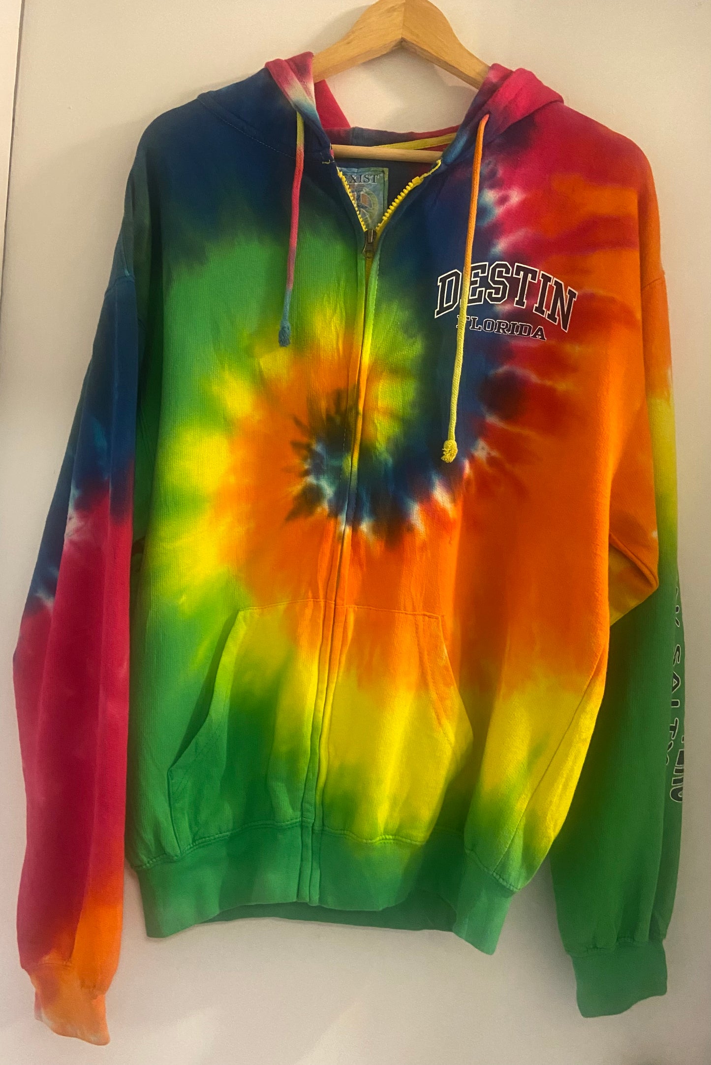 Men’s Tie Die Zip Through Exist Multicolour Florida Surf Cotton Blend Size L