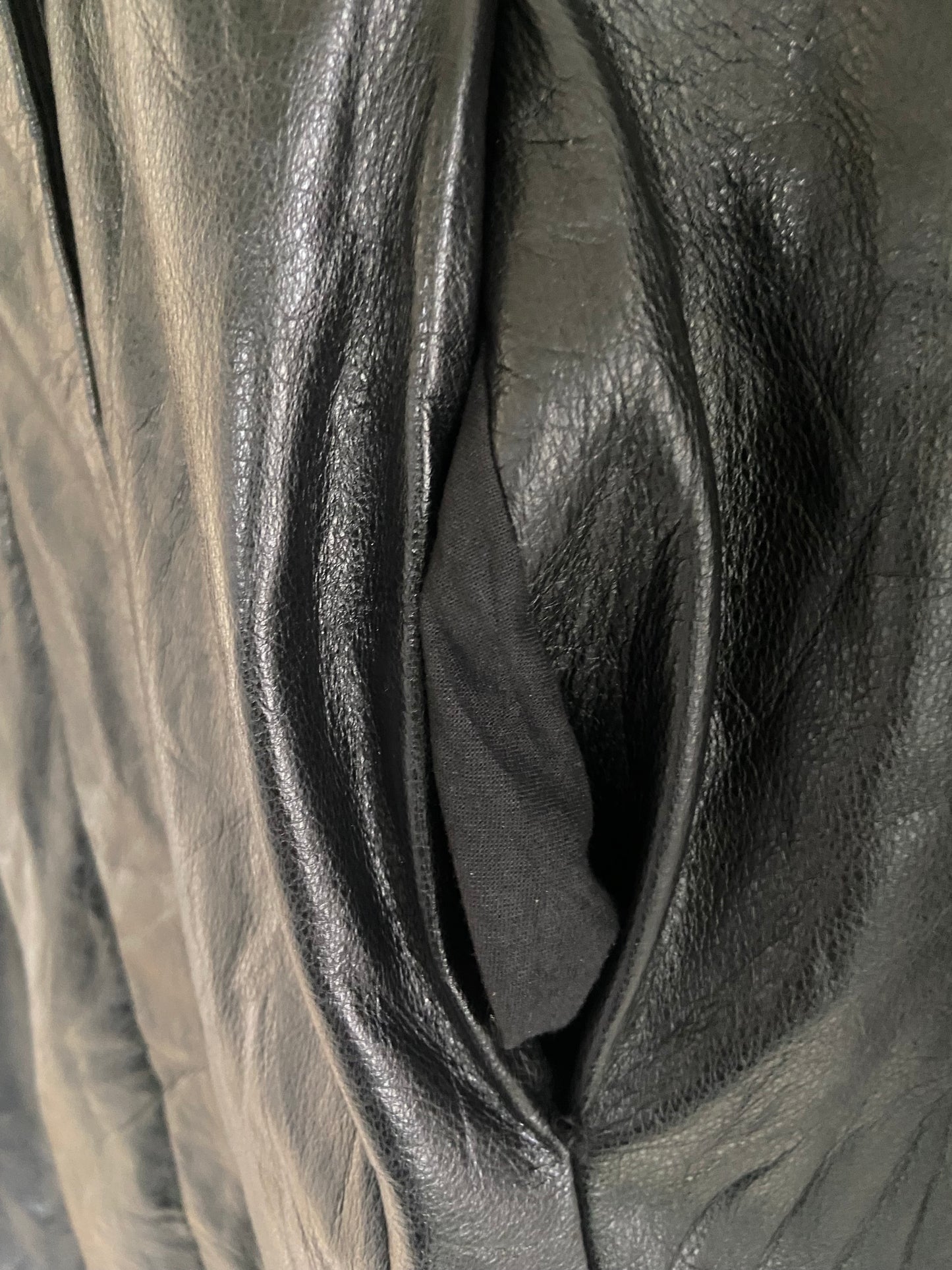 Ladies Soft Leather Vintage Black German Coat Size S /10