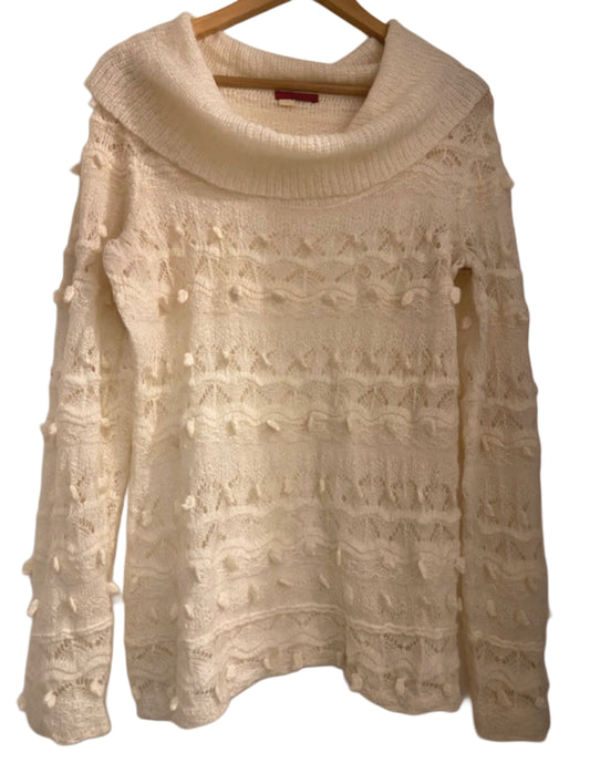 Ladies Vintage Cream Cowl Neck Fine Knit Textured Mohair Acrylic Blend Jumper by Tapemeasure Size 12