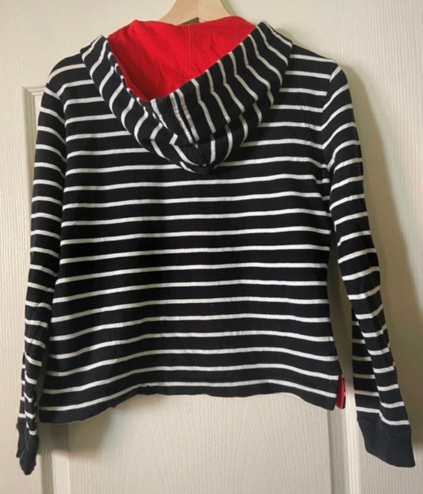 Ralph Lauren Women’s Striped Hoodie Size 8 Black and White