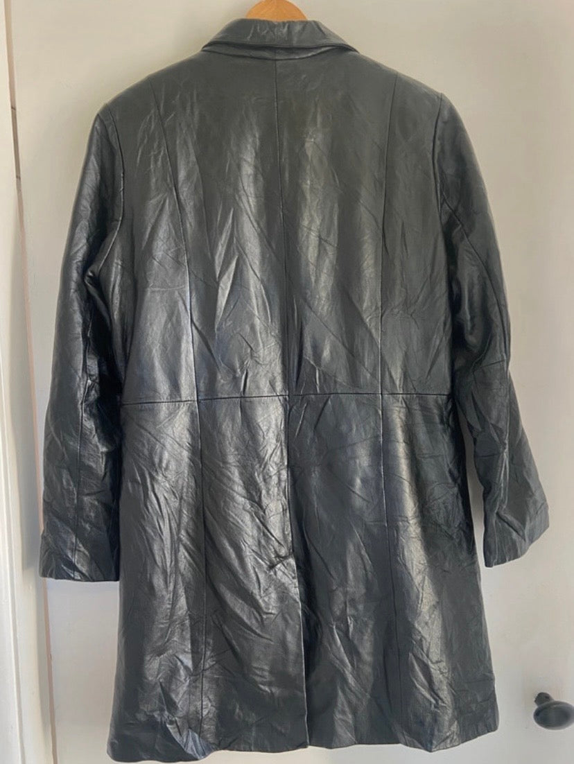 Ladies Wilsons Soft Leather Black Vintage Coat Detachable Quilted Lining Size 12