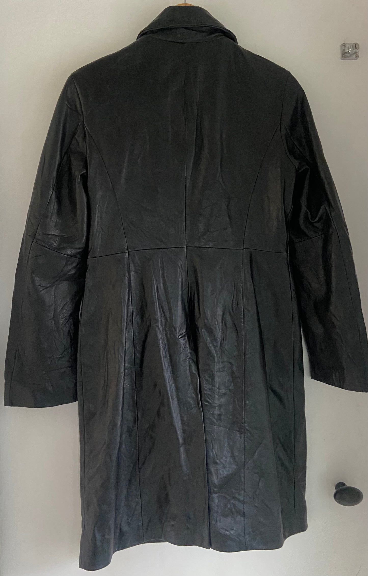 Ladies Soft Leather Vintage Black German Coat Size S /10