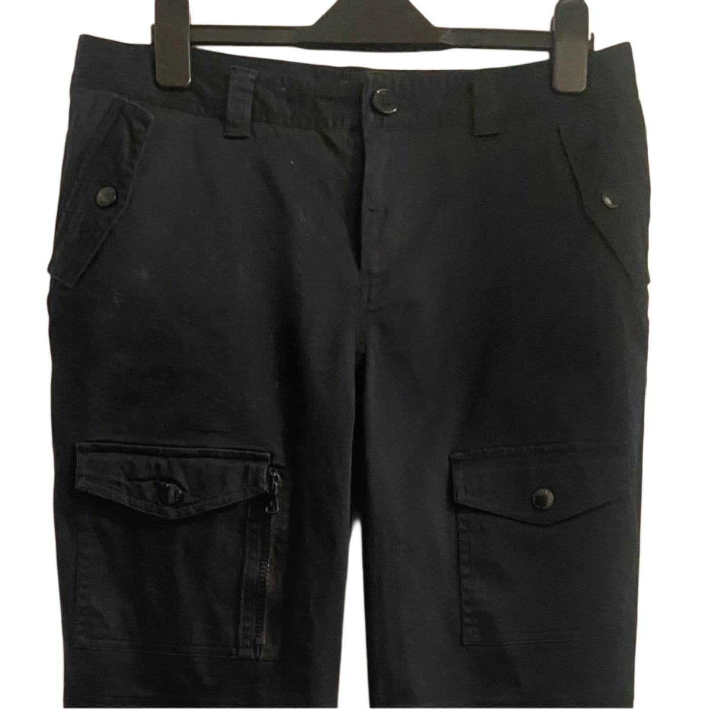 Ladies Ralph Lauren Black Cotton Cargo Trousers Size US 10 / UK 14