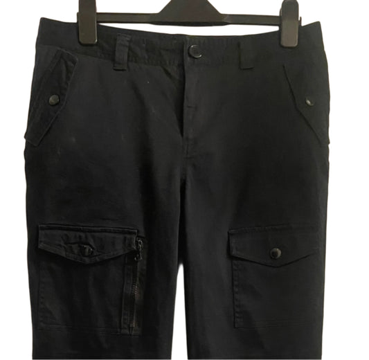 Ladies Ralph Lauren Black Cotton Cargo Trousers Size US 10 / UK 14