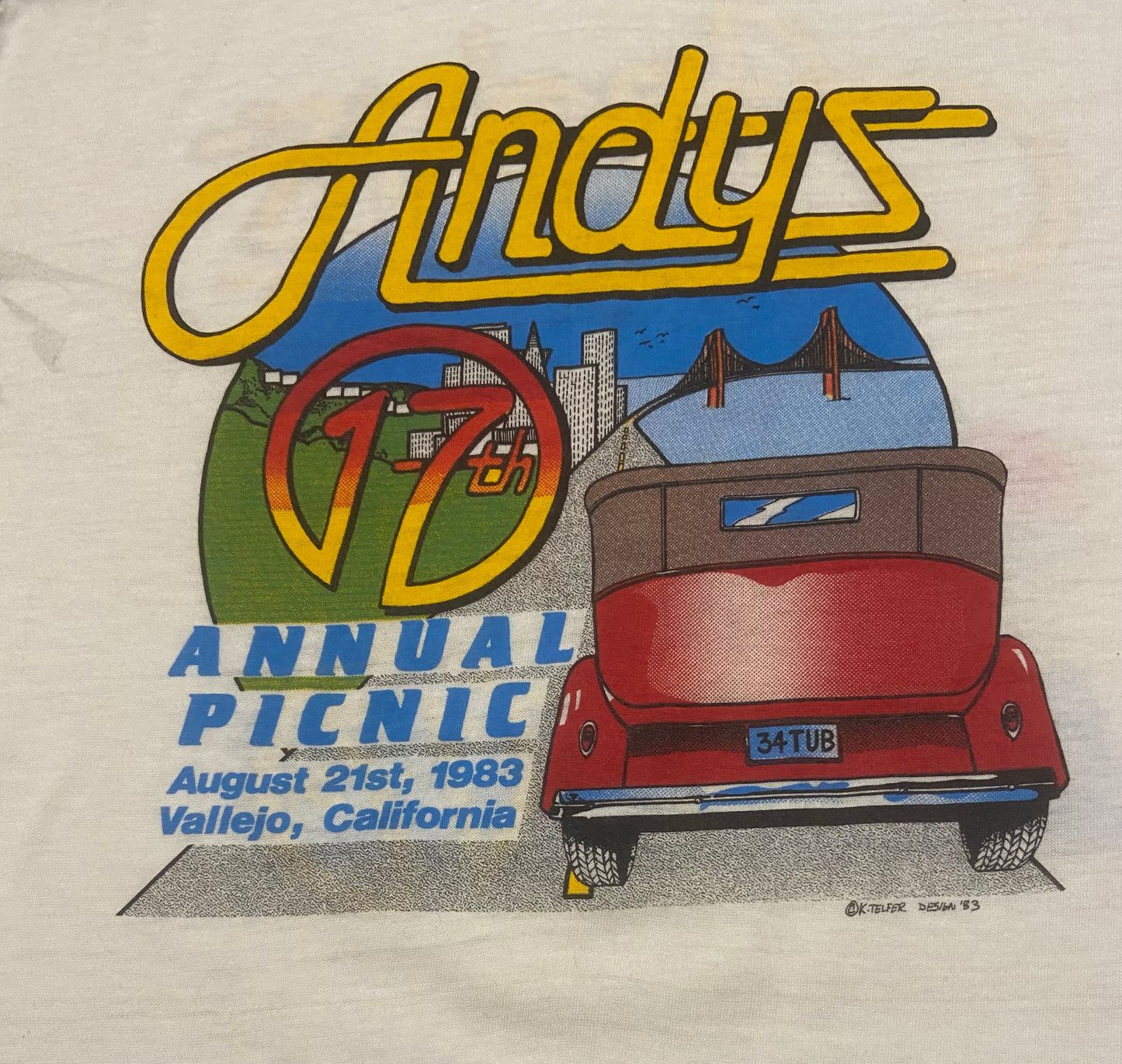 Men’s 1980s Vintage Single Stitch Andy’s T-Shirt Size XL