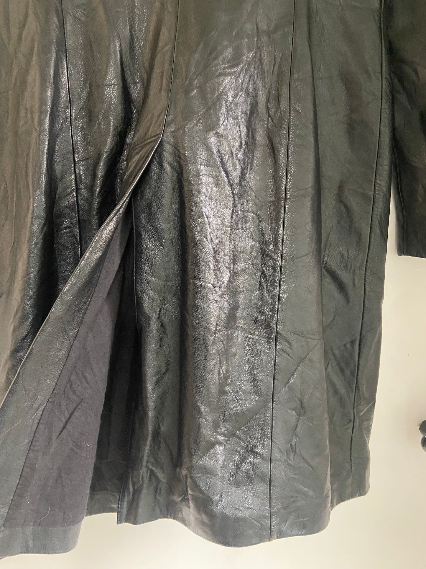 Ladies Soft Leather Vintage Black German Coat Size S /10