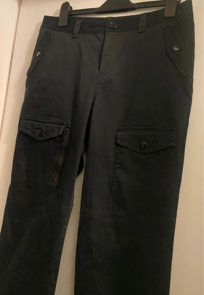 Ladies Ralph Lauren Black Cotton Cargo Trousers Size US 10 / UK 14