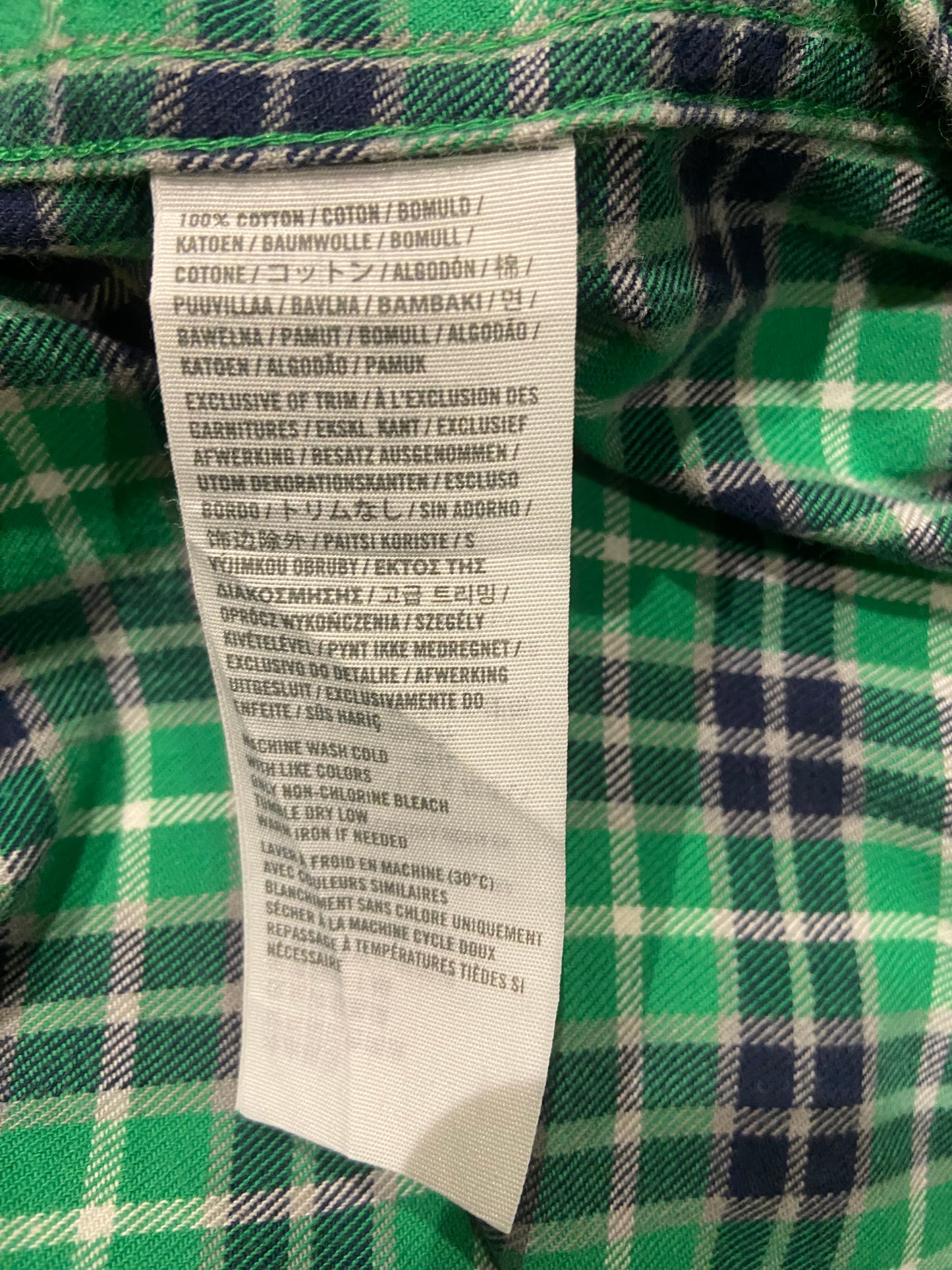 Men’s Hollister Green Checked Cotton Flannel Shirt Size M