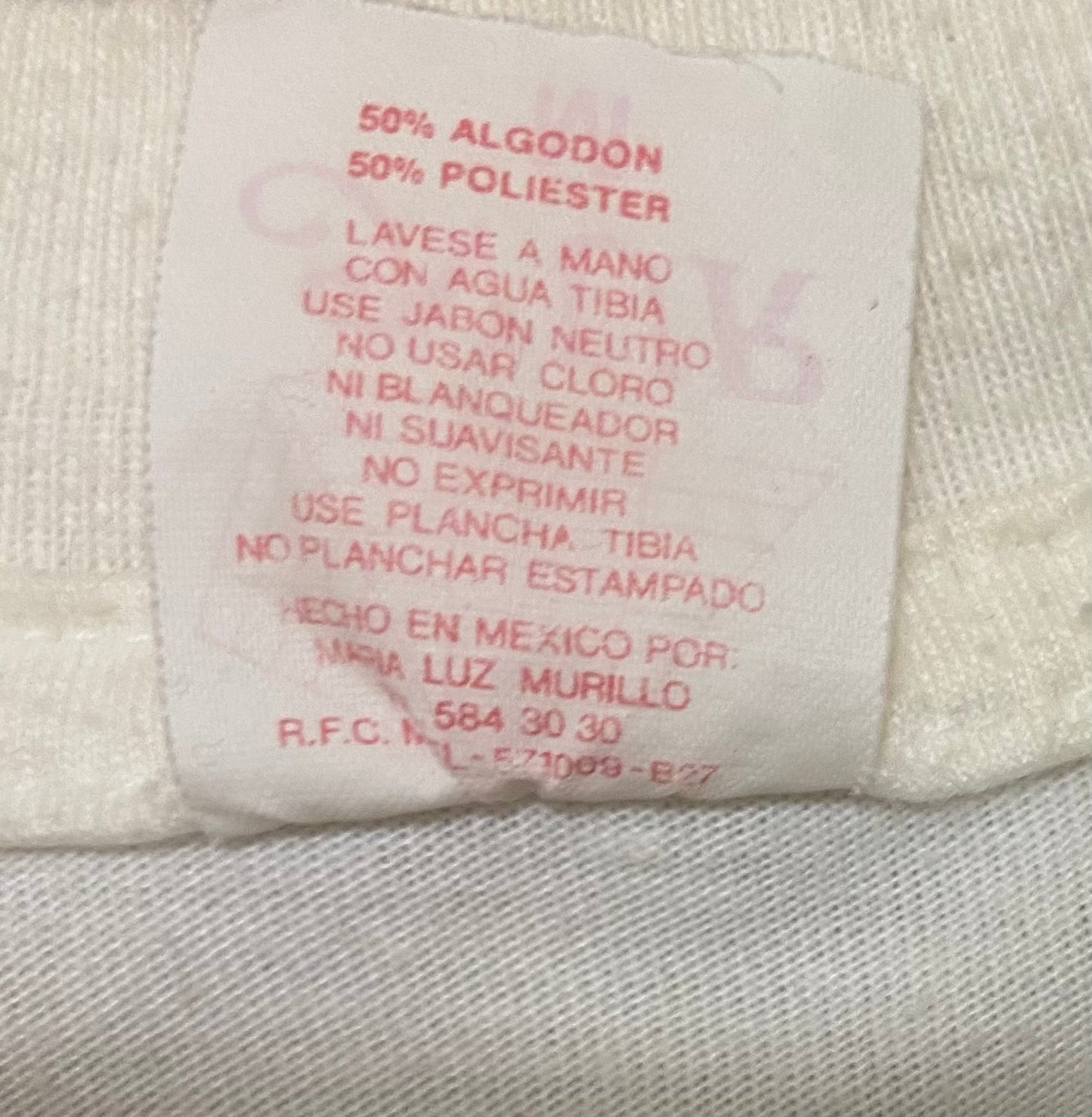 White Single Stitch Mexican T-Shirt Cotton Size M