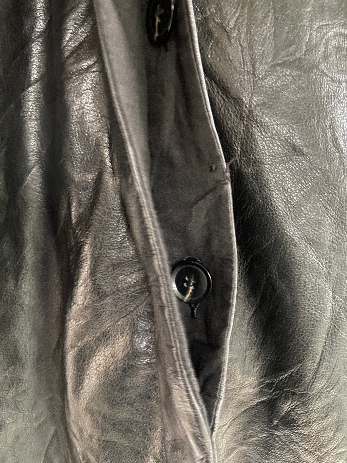 Ladies Soft Leather Vintage Black German Coat Size S /10