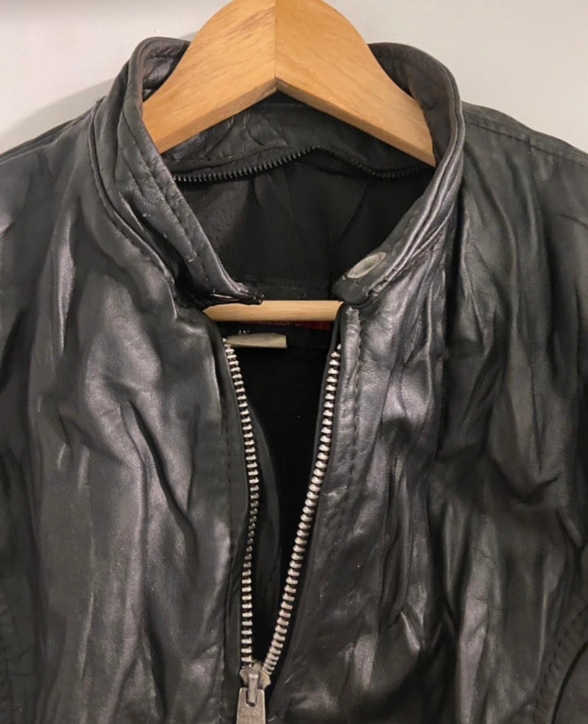 Ladies vintage black leather biker jacket  Brooks label size 12