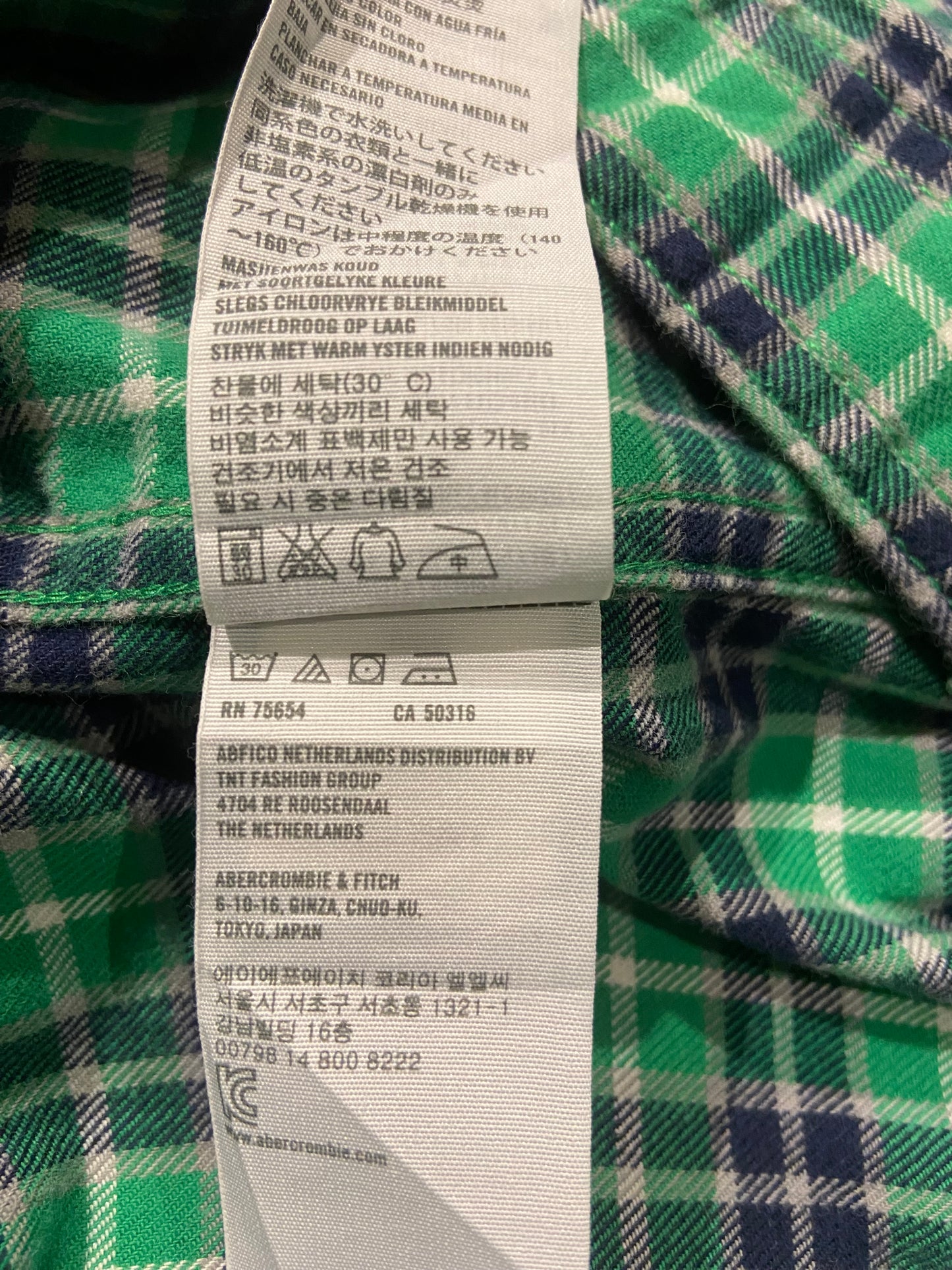 Men’s Hollister Green Checked Cotton Flannel Shirt Size M