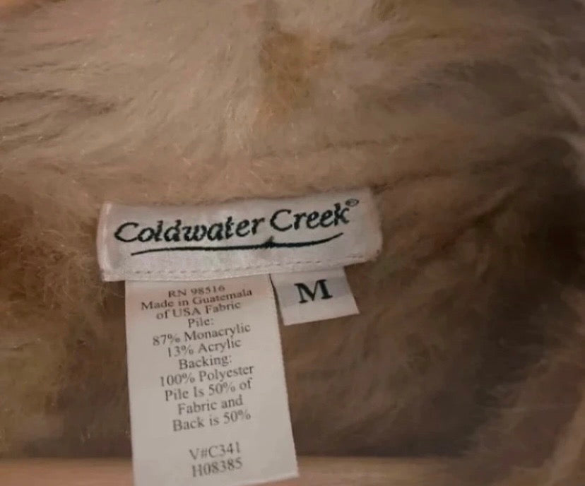 Ladies Vintage Coldwater Creek Beige South American Boho Faux Fur Jacket Size M 12