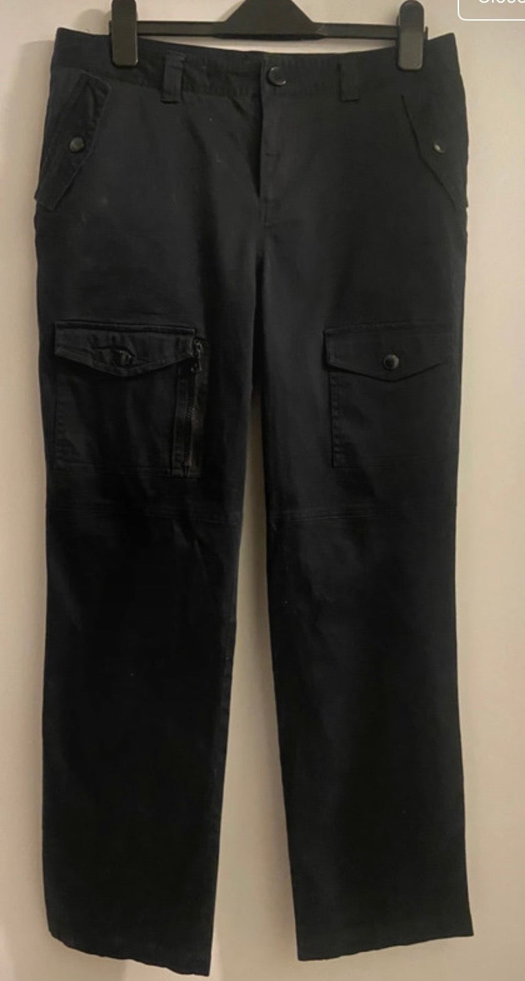 Ladies Ralph Lauren Black Cotton Cargo Trousers Size US 10 / UK 14