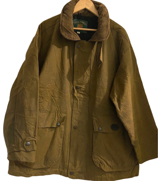 Men’s Green Vintage Wax Jacket Royal Forest Padded Size 2XL (vintage S)