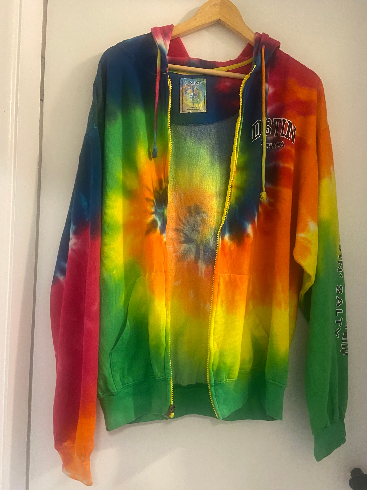Men’s Tie Die Zip Through Exist Multicolour Florida Surf Cotton Blend Size L