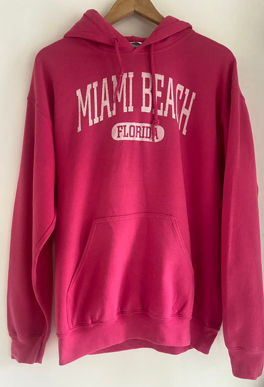 Ladies Pink Gildan Florida Graphic Print Hoodie Size M/14