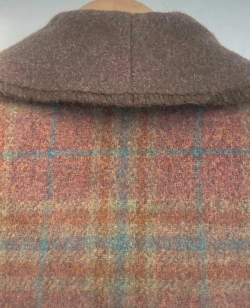 Ladies Marsh Landing (USA) Vintage Brown Plaid Check Wool Jacket Coat Unlined Size 12