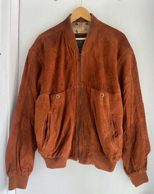 Men’s Brown Suede Italian Vintage Bomber Jacket  Size 50” 3XL