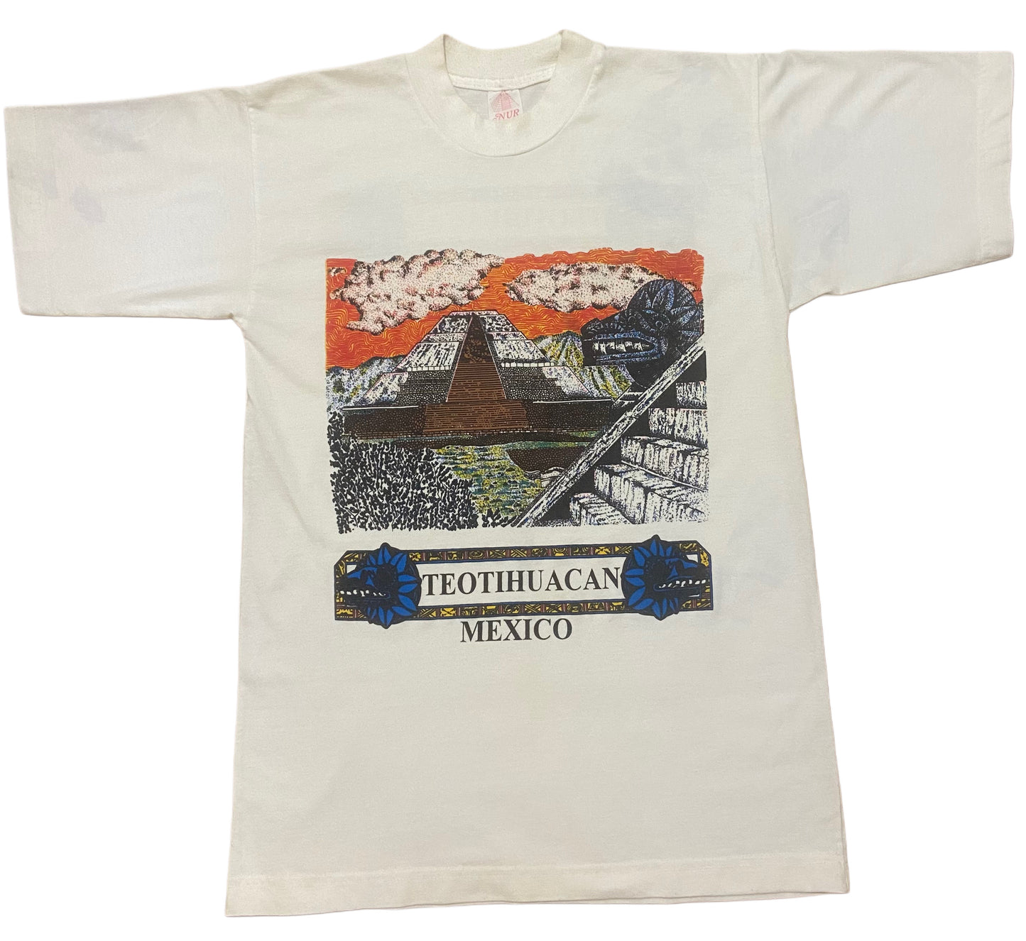 White Single Stitch Mexican T-Shirt Cotton Size M