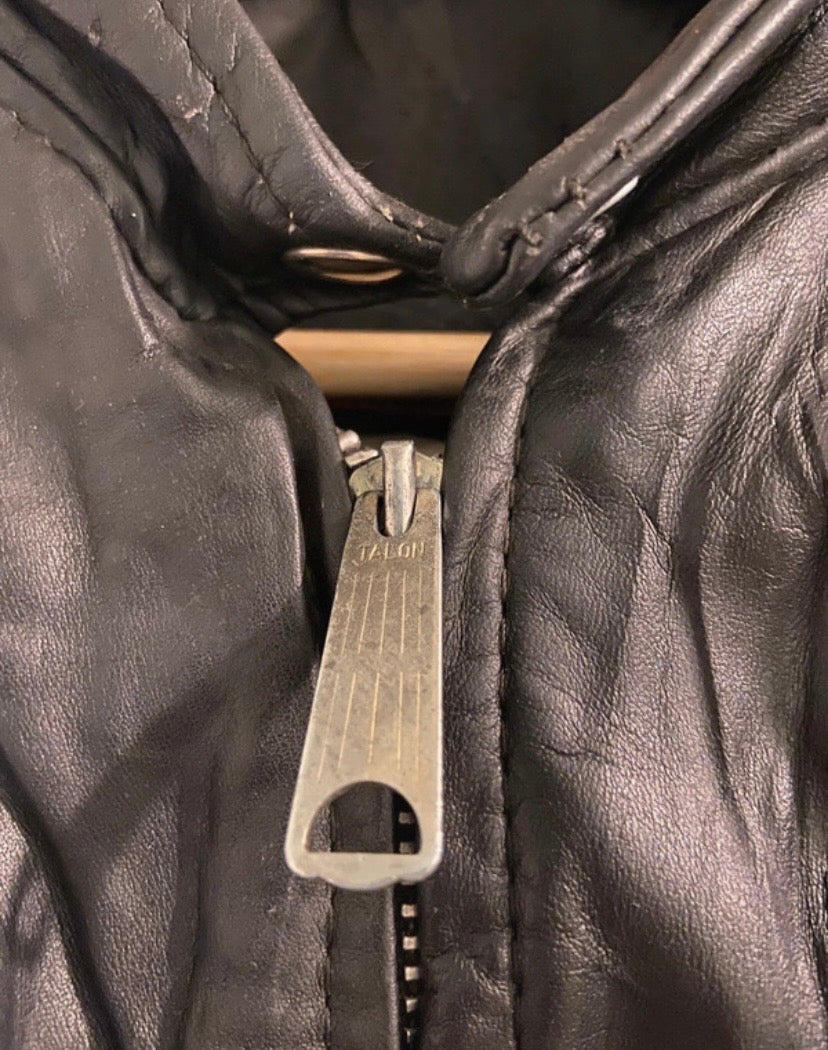 Ladies vintage black leather biker jacket  Brooks label size 12