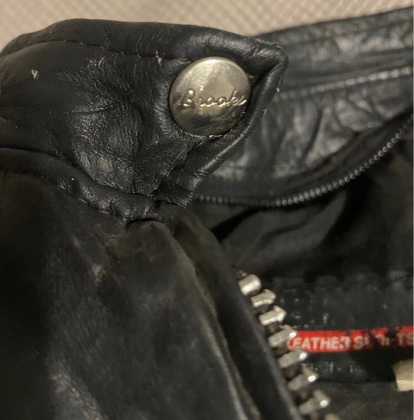 Ladies vintage black leather biker jacket  Brooks label size 12