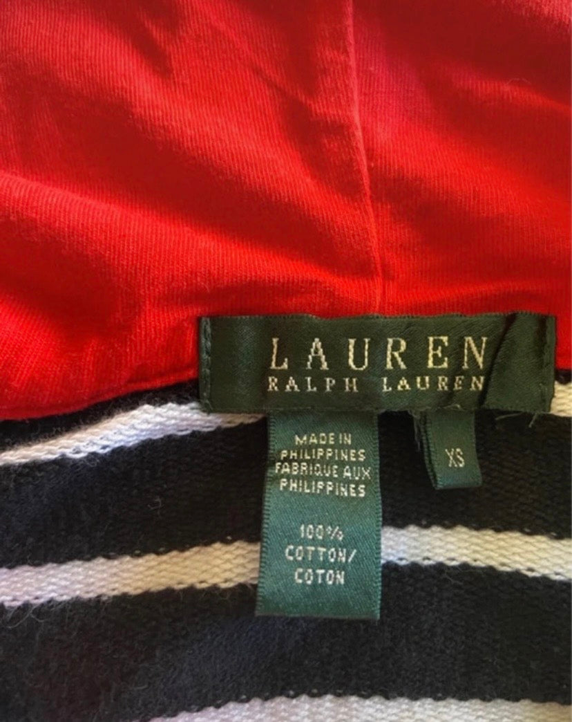 Ralph Lauren Women’s Striped Hoodie Size 8 Black and White