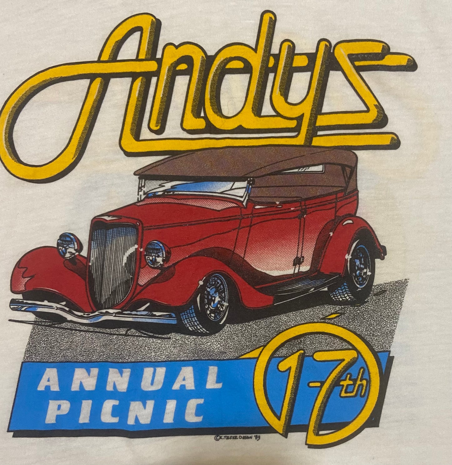 Men’s 1980s Vintage Single Stitch Andy’s T-Shirt Size XL