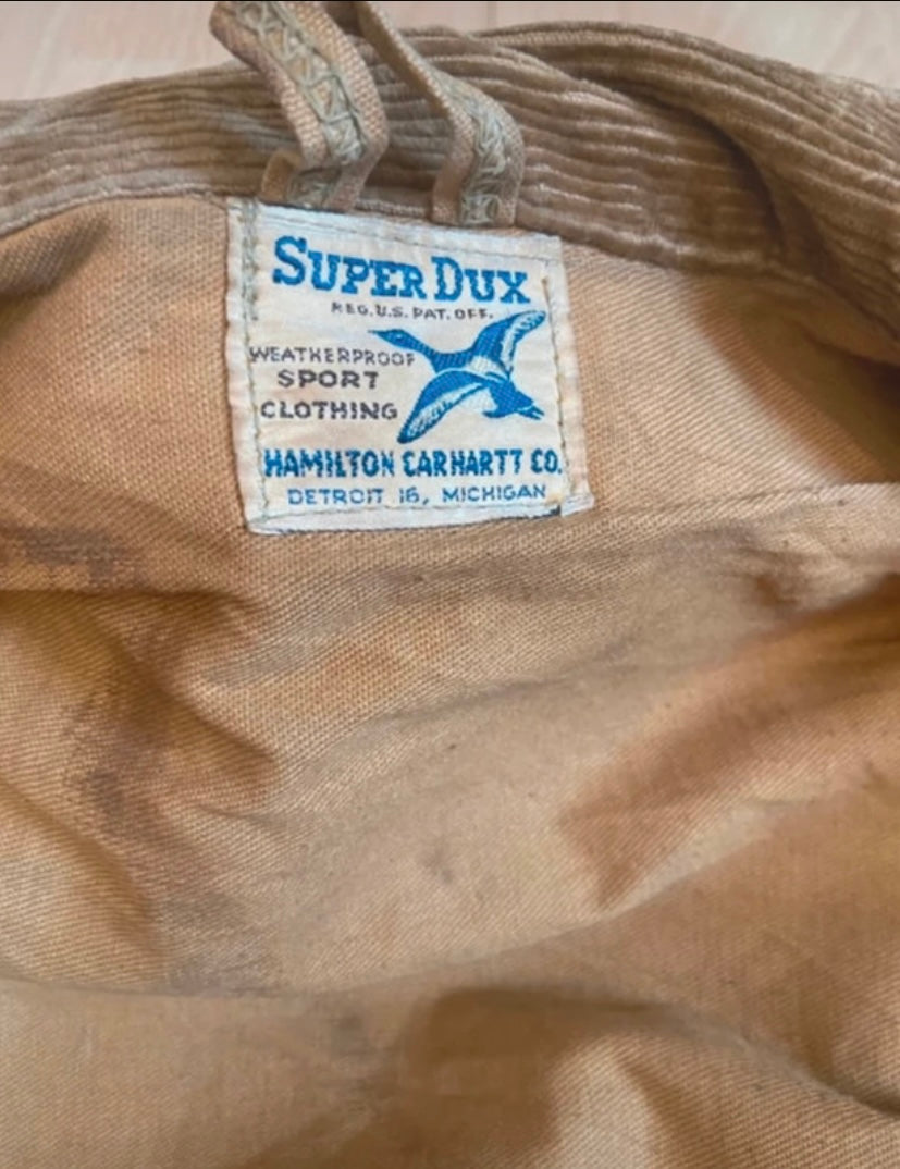 Carhartt Rare Super Dux Vintage 1930s Mens Hunting Jacket 42” Game Pocket Brown Duck Cotton